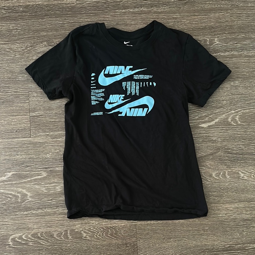 Nike Black Tee with Aqua Graphics
